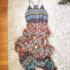 Boho Maxi Dress ◇ Button Down ◇ Red, Blue, Yellow